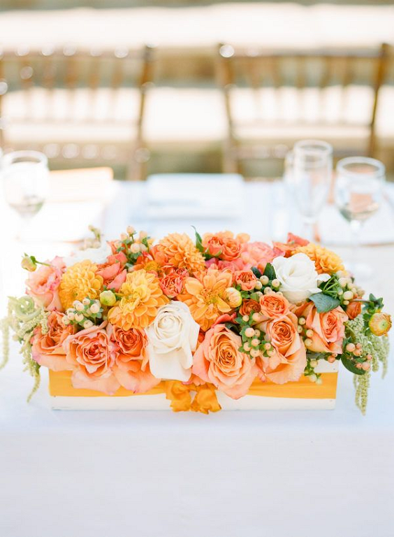 orange yellow and white centerpiece for may wedding colors combos for 2025 orange and yellow