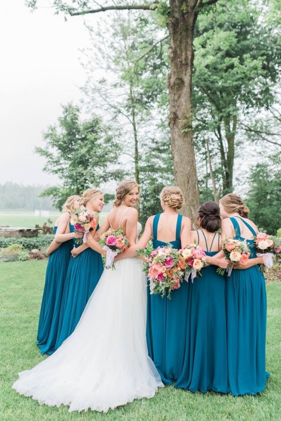 teal bridesmaid dresses white bridal gown for teal wedding colors for 2025 teal pink and gold