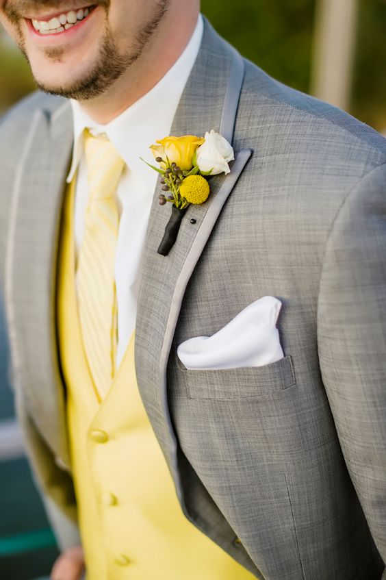 a yellow vest and a pastel yellow tie for july wedding colors combos for 2025 pastel yellow and yellow
