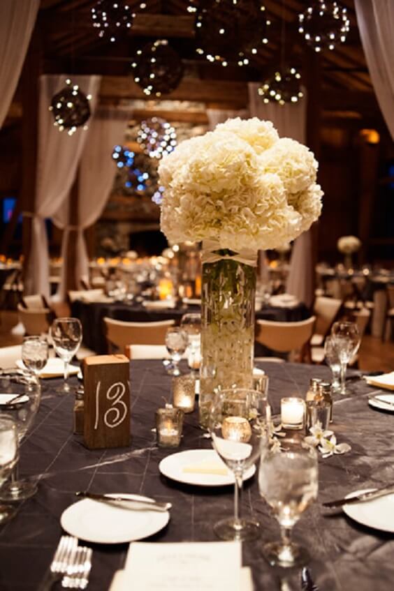 Wedding Table decorations for Neutral December Wedding
