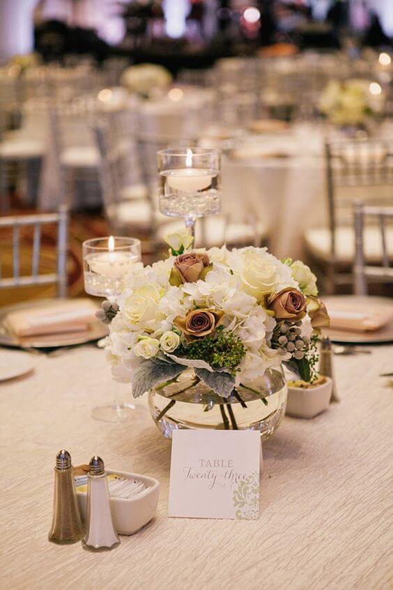 Table decorations for Neutral December Wedding