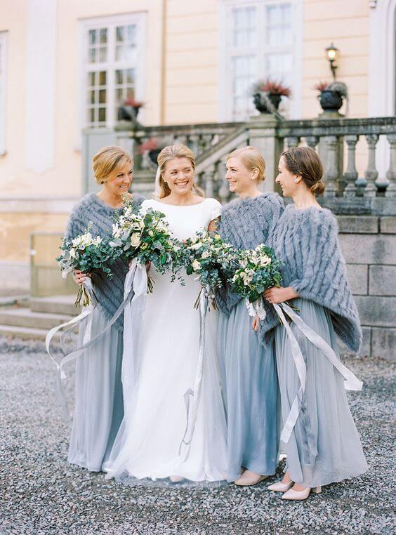 bridesmaid dresses for Dusty blue december wedding