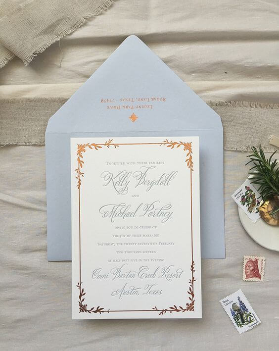 Wedding invitations for Dusty blue december wedding