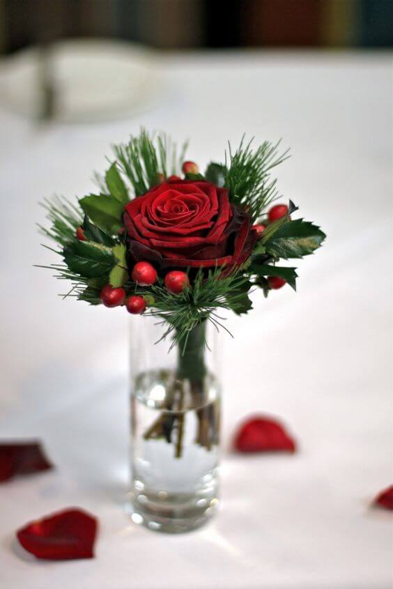 Wedding centerpiece for red, green and white wedding wedding