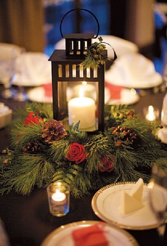 Wedding centerpiece for red, green and white wedding wedding