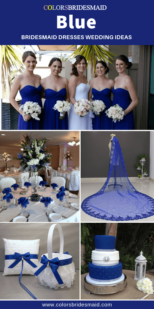 off white and royal blue wedding dress
