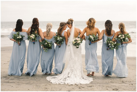 Dusty Blue  and Blush  Beach Wedding  Dusty Blue  Bridesmaid  