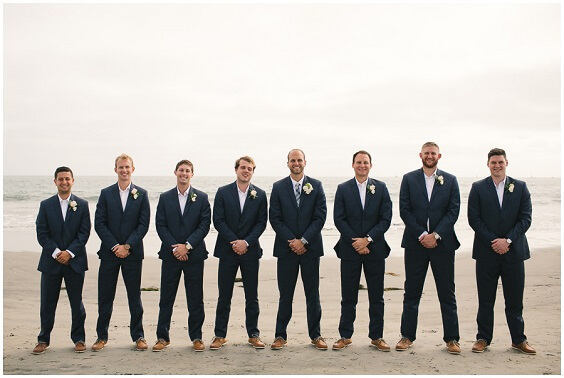 Navy Blue Suits for Dusty Blue and Blush Beach wedding