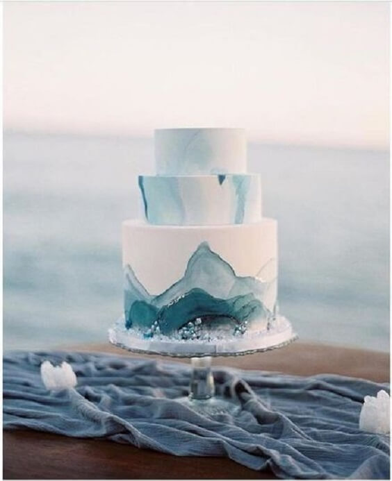 Wedding Cakes for Dusty Blue and Blush Beach wedding