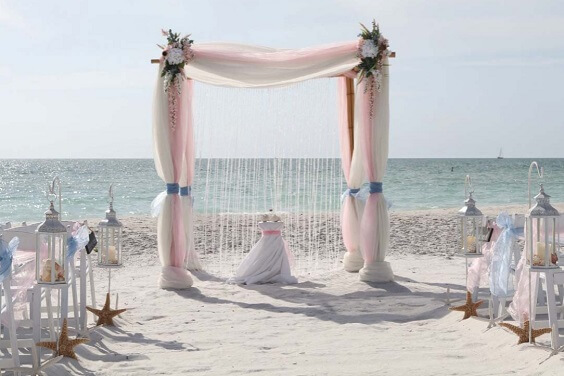 Wedding Ceremony Decorations for Dusty Blue and Blush Beach wedding