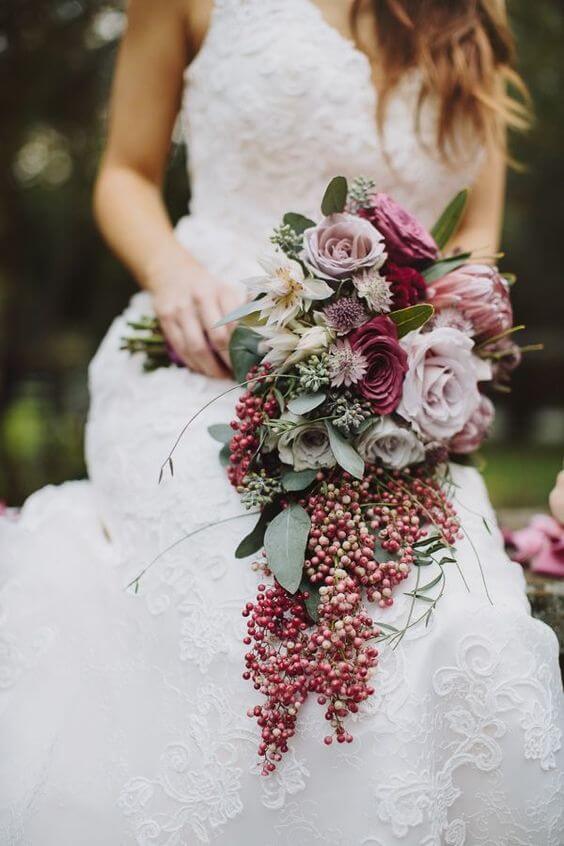 Wedding Bouquets for Dusty Rose and Burgundy wedding