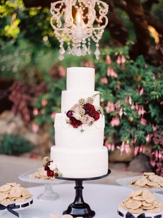 Wedding cake for Dusty Rose and Burgundy wedding