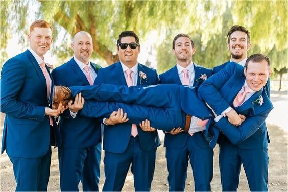 Navy Suits for Dusty Rose and Gold wedding
