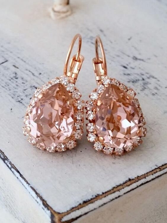 Wedding earrings for Dusty Rose and Gold wedding