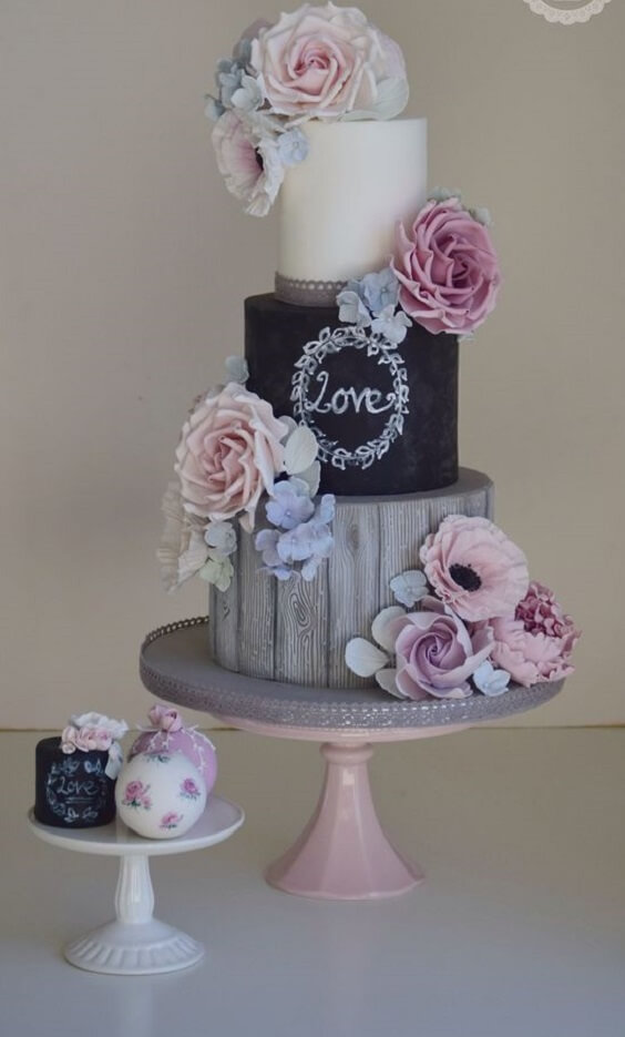 Wedding cake for Dusty Rose and Navy Blue wedding
