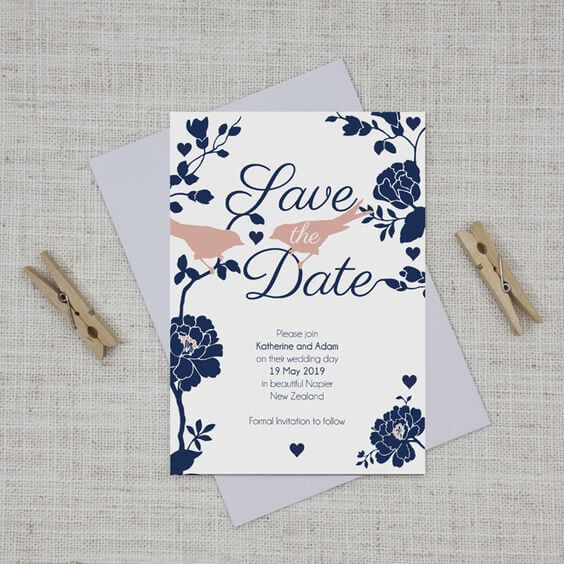 Wedding invitations for Dusty Rose and Navy Blue wedding
