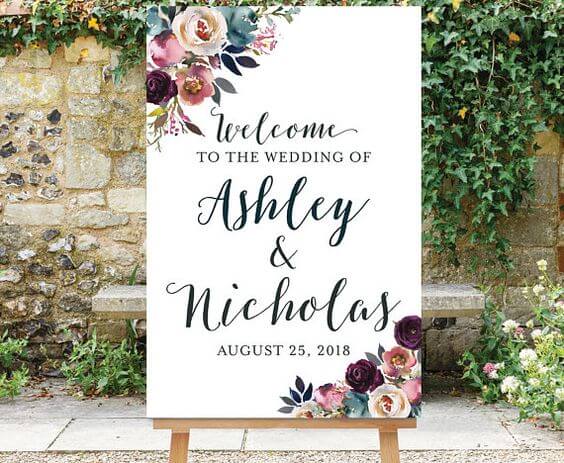 Welcome Wedding Signs for Dusty Rose and Navy Blue wedding