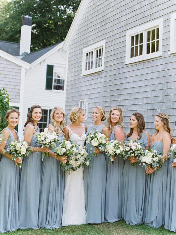 Dusty blue bridesmaid dresses for dusty blue March wedding