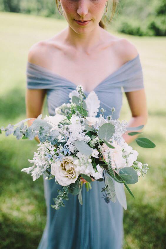 Dusty blue bridesmaid dresses for dusty blue March wedding