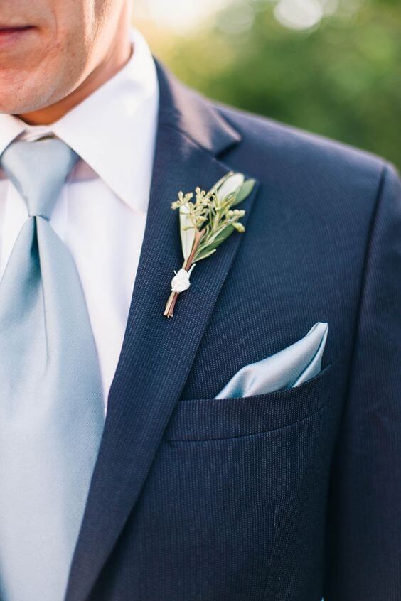 Navy Groom for dusty blue March wedding