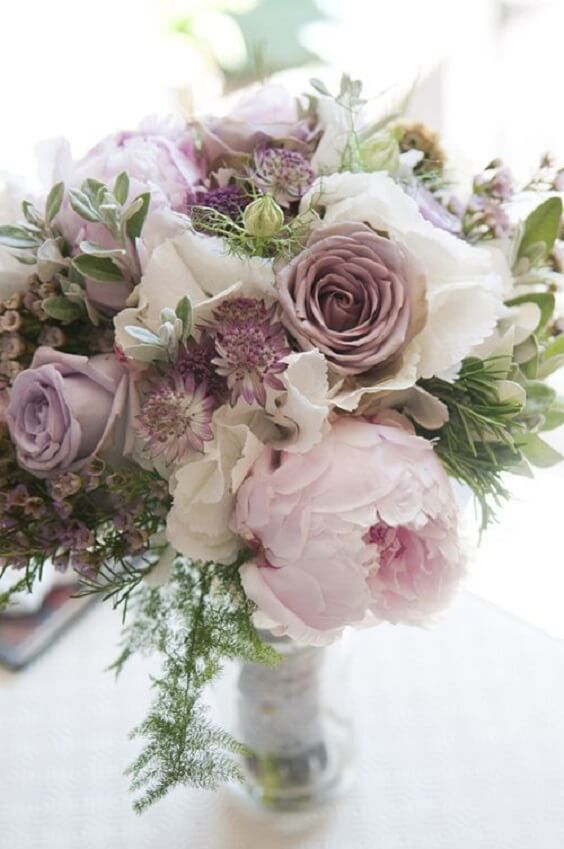 Wedding bouquet for Mauve March wedding