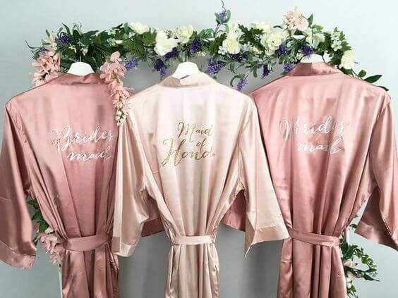 Wedding robes for Mauve March wedding