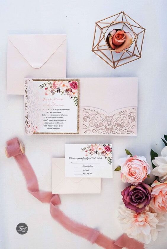 dusty rose and pale pink invitations for spring dusty rose wedding