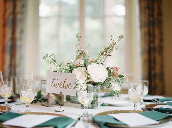 flower table centerpiece for spring dusty rose wedding