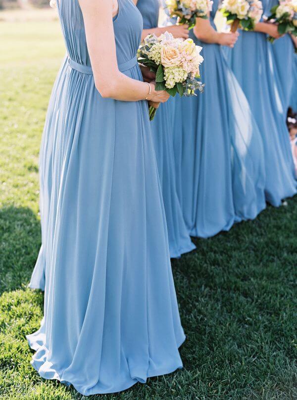 Bridesmaid dresses for Cornflower blue and peach wedding