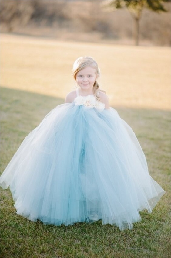 flower girl for fall light blue ivory and pastel pink wedding