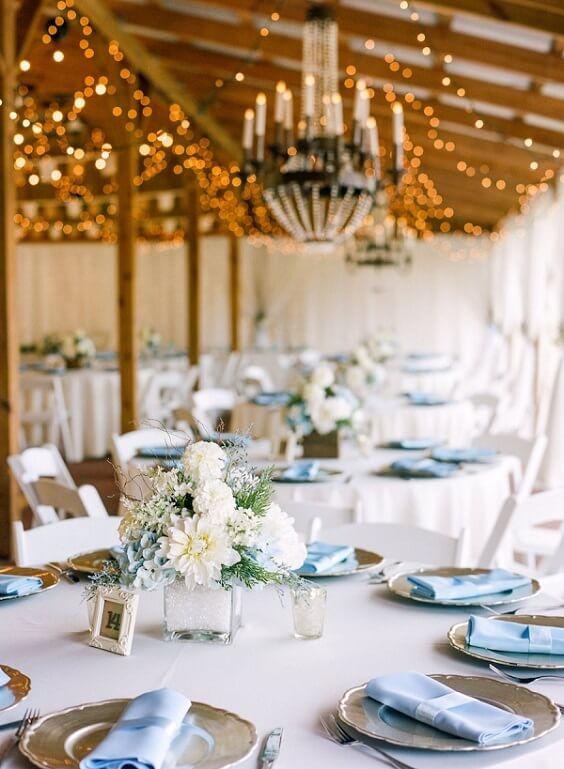 tables for fall light blue ivory and pastel pink wedding