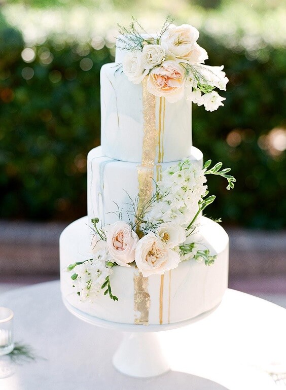 wedding cake for fall light blue ivory and pastel pink wedding