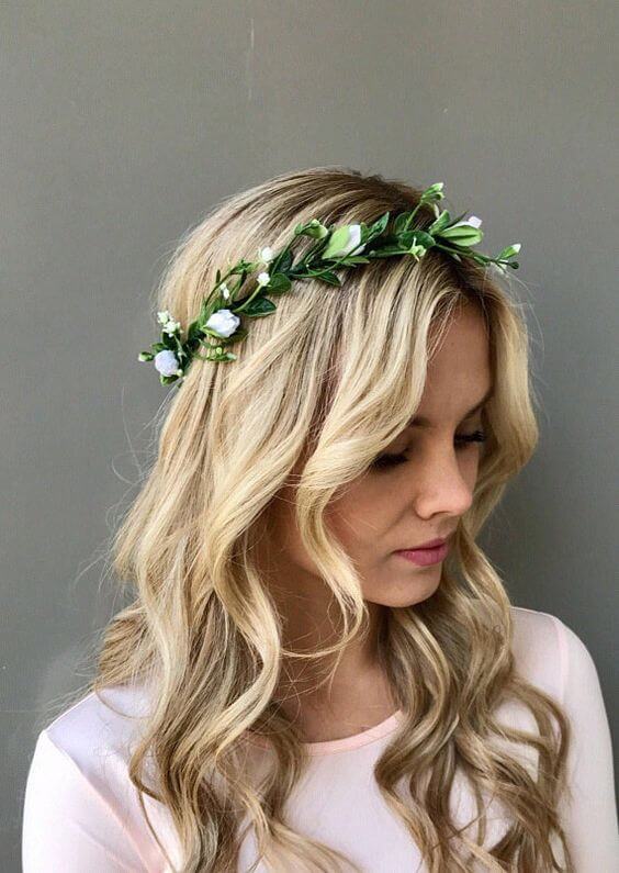 Bridal Flower Crown for Green and White wedding