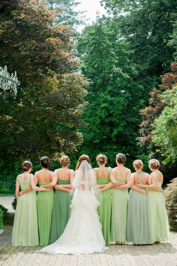Bridesmaid dresses for Green and White wedding