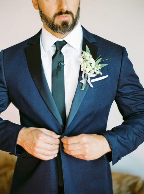 Navy Groom for Green and White wedding