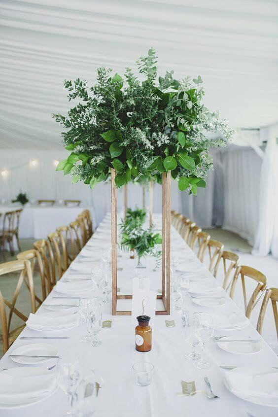 Wedding table decorations for Green and White wedding