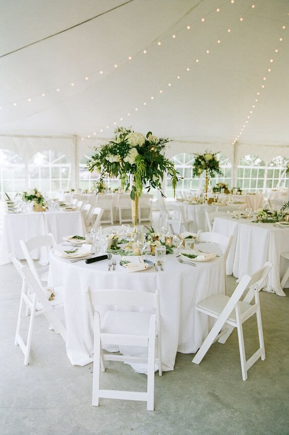 Wedding table decorations for Green and White wedding