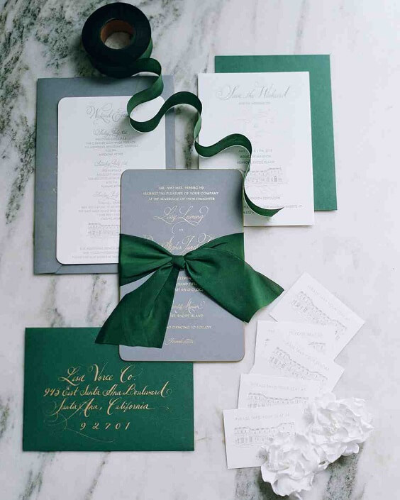 dark green and grey wedding invitations for fall dark green wedding