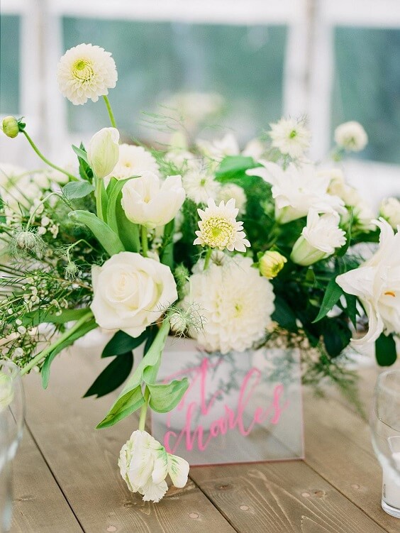 flower table centerpiece for fall dark green wedding