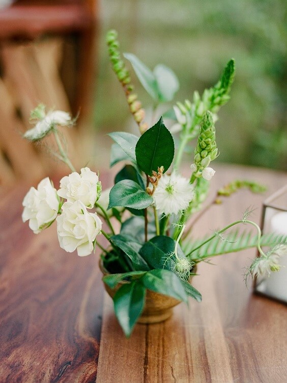 greenery table centerpiece for fall dark green wedding