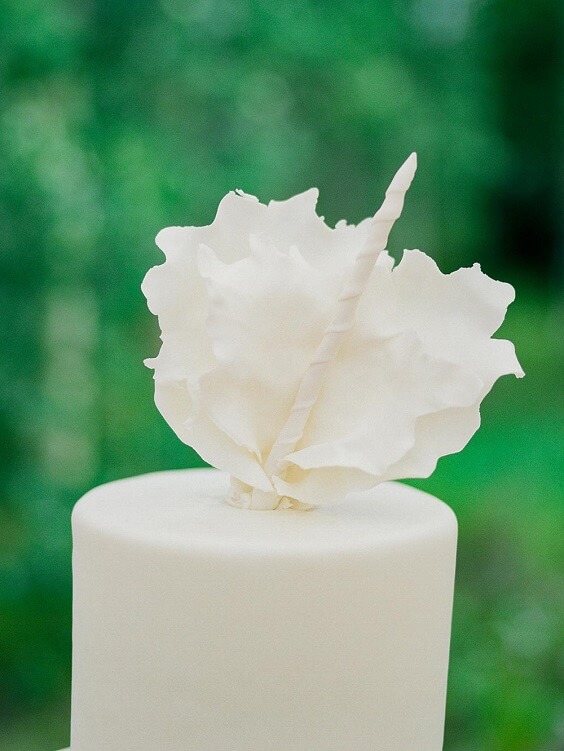 white wedding cake for fall dark green wedding