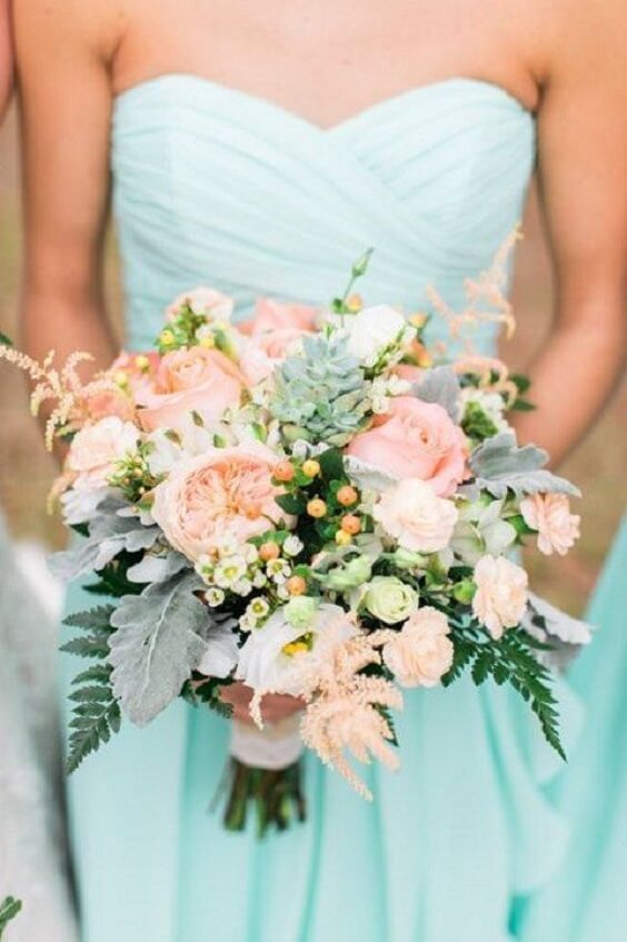Bridesmaid dresses for Mint and Peach Summer wedding