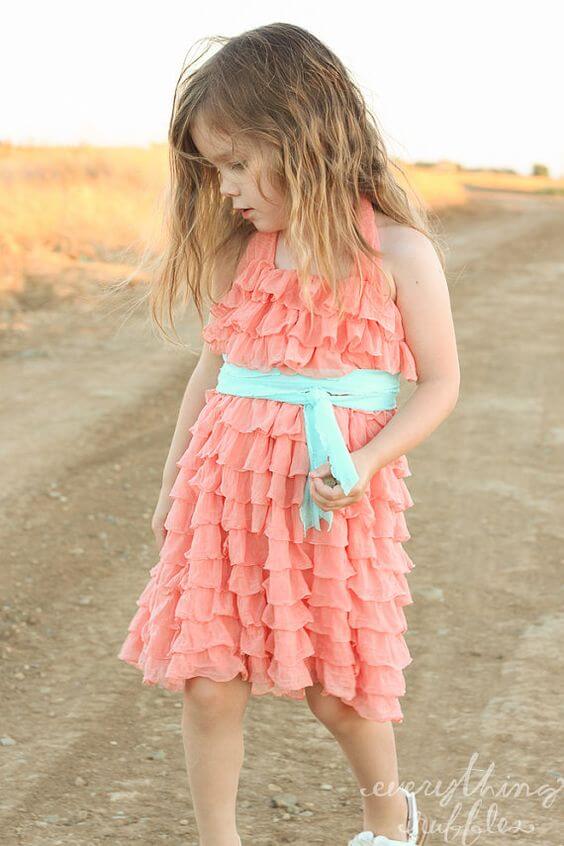 Flower girl for Mint and Peach Summer wedding