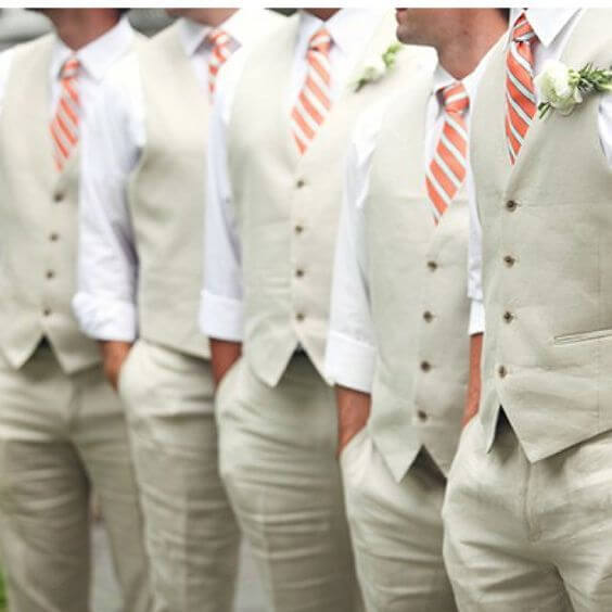 Groom and groomsmen for Mint and Peach Summer wedding