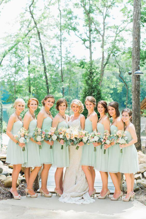 Wedding Party for Mint and Peach Summer wedding