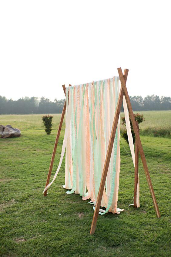 Wedding venue decorations for Mint and Peach Summer wedding