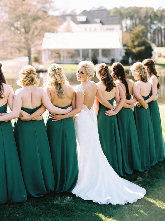 Bridesmaid dresses for Emerald Green and Blue Fall wedding