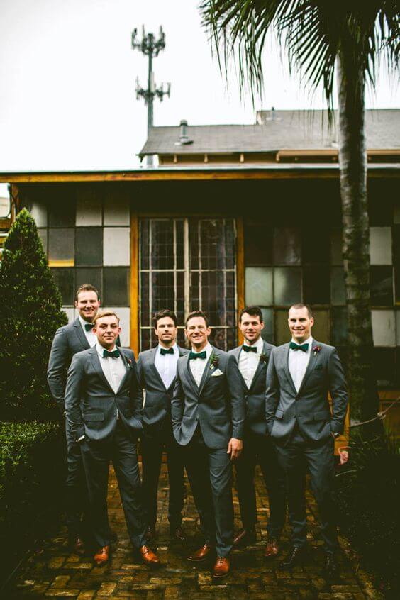 Groom and Groomsmen for Emerald Green and Blue Fall wedding