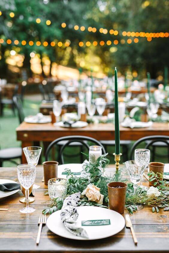 Wedding Table Decorations for Emerald Green and Blue Fall wedding
