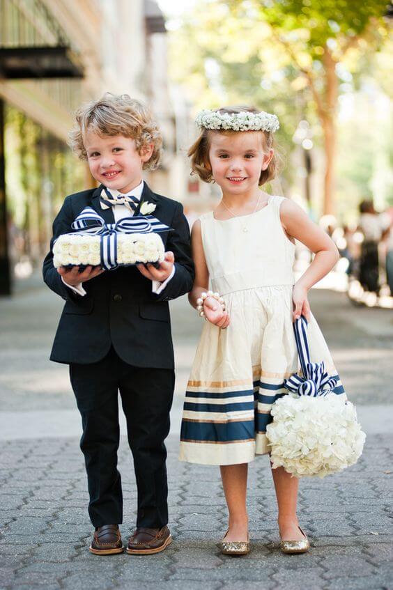 Flower girl and ring bearer for Navy and Grey Fall wedding